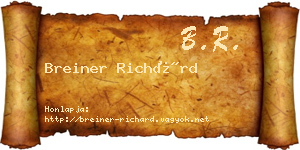 Breiner Richárd névjegykártya